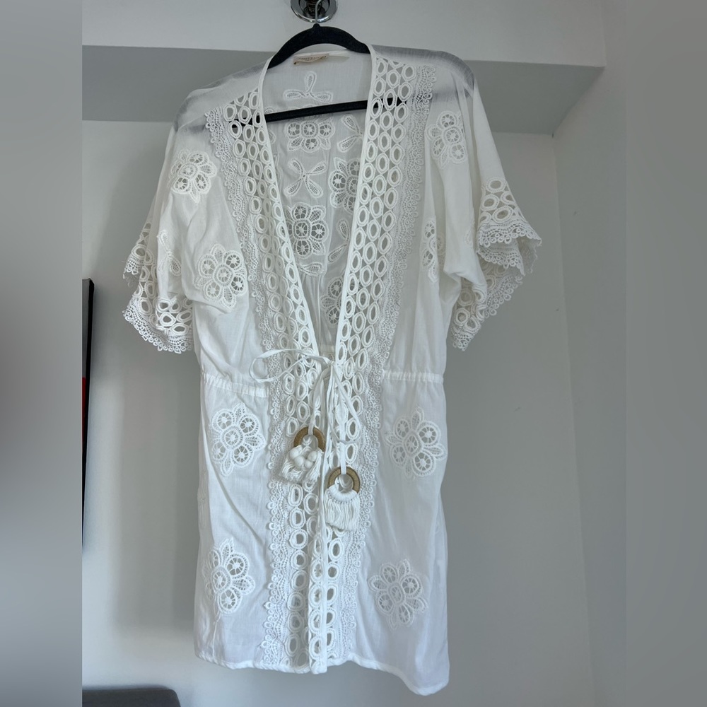 Ramy Brook White embroidered swim cover up